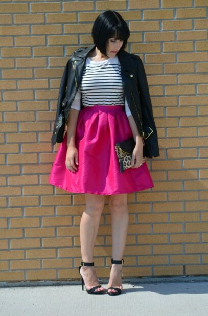 pink skirt outfit