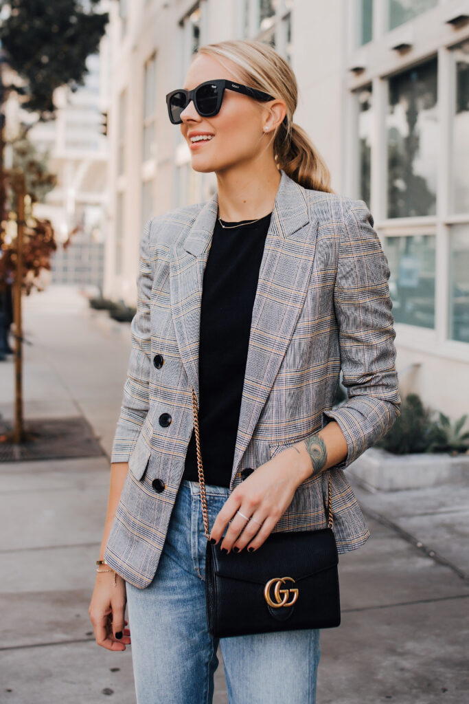 plaid blazer outfit street fashion