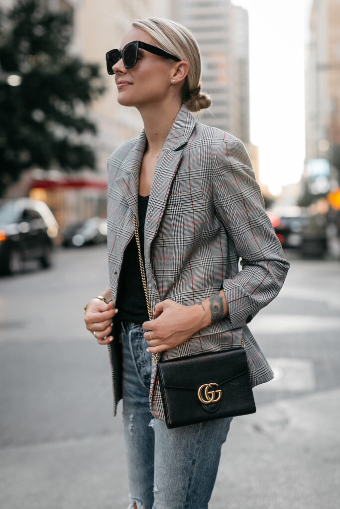 plaid blazer outfit street fashion