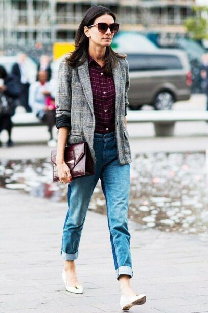 plaid blazer outfit street fashion