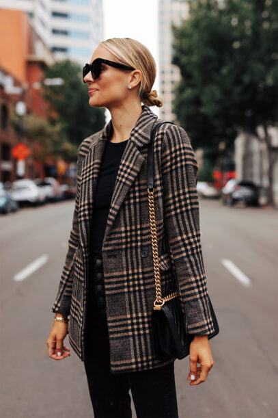 plaid blazer outfit street fashion