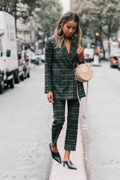 plaid blazer outfit street fashion