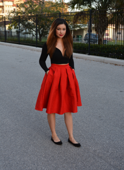 pleated midi skirt outfit