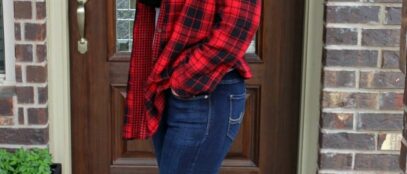 red plaid skirt outfit