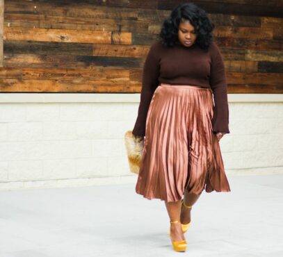 satin skirt outfit