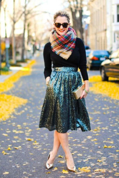 sequin skirt outfit