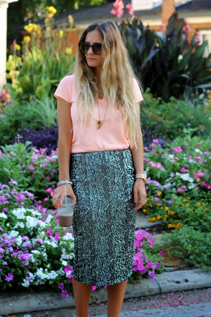 sequin skirt outfit
