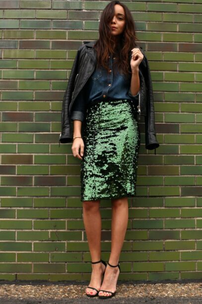 sequin skirt outfit