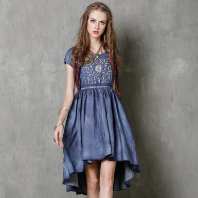 short denim dress
