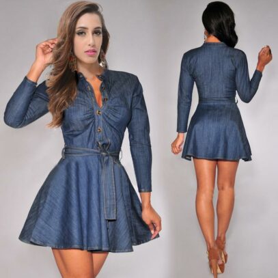 short denim dress