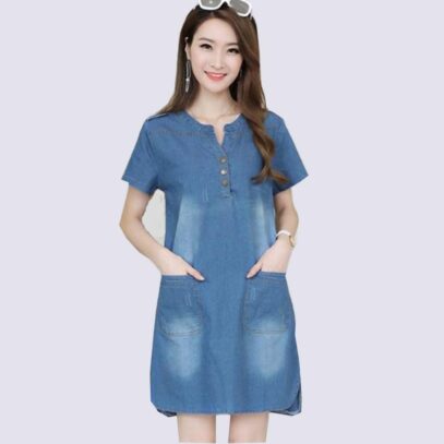 short denim dress