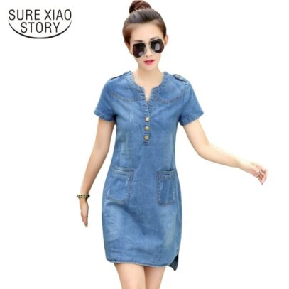 short sleeve denim dress