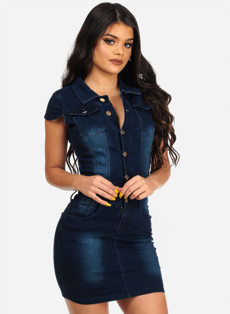 short sleeve denim dress