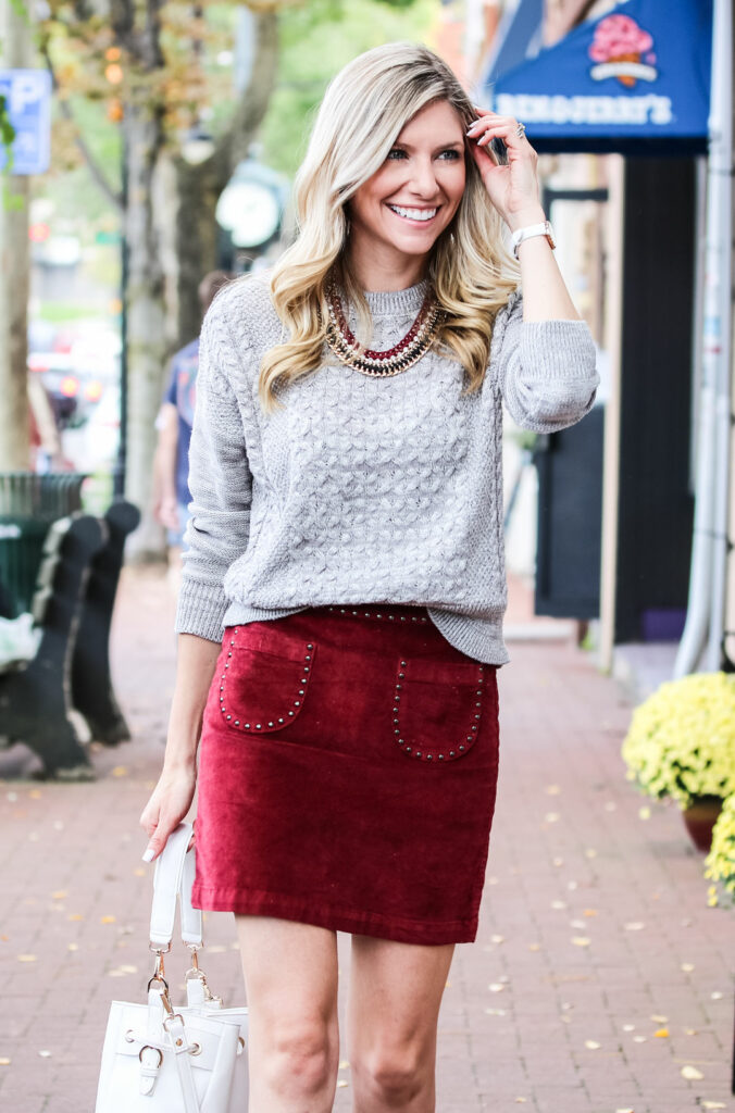 sweater and skirt outfit