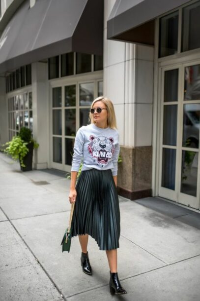 sweatshirt and skirt outfit