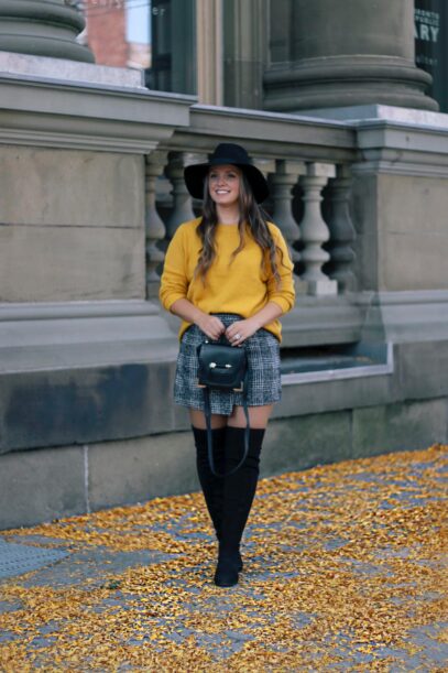 tweed skirt outfit