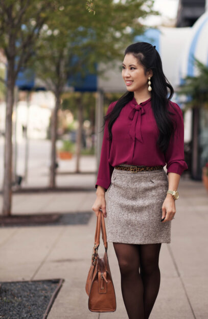 tweed skirt outfit