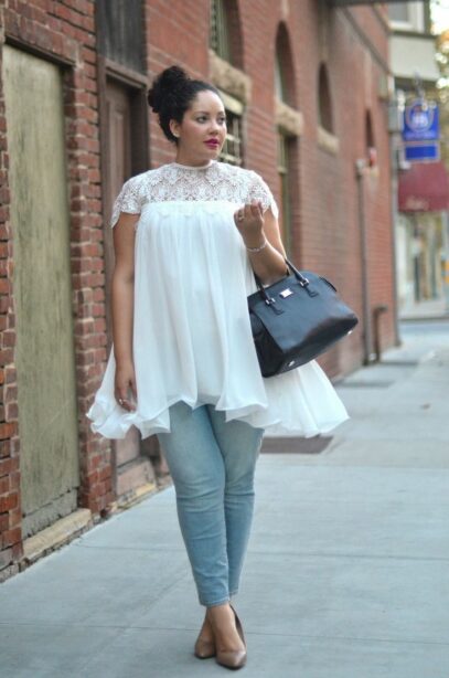 white plus size outfit