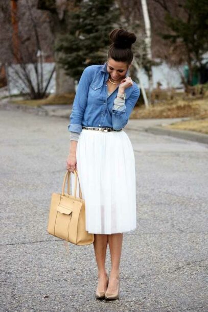white skirt outfit