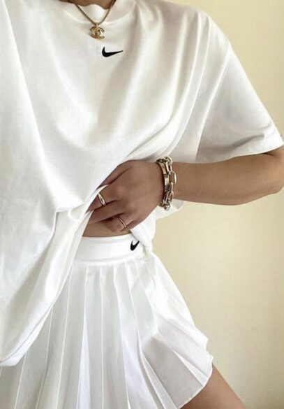white tennis skirt outfit