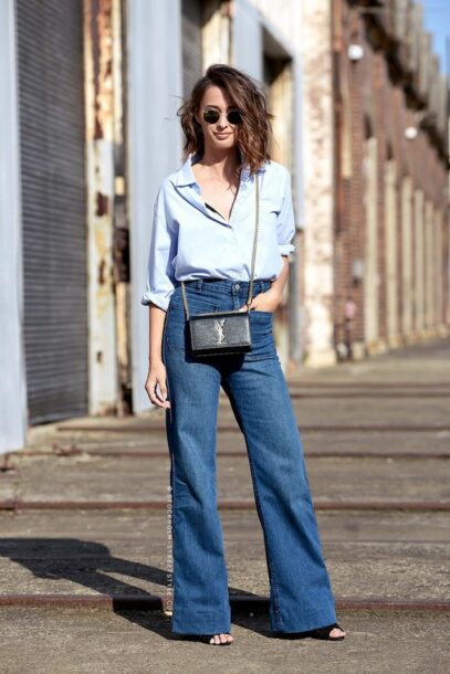 wide leg jeans outfit street style
