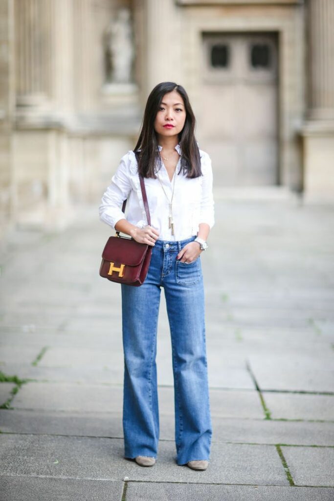 wide leg jeans outfit street style
