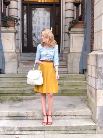 yellow skirt outfit