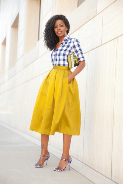 yellow skirt outfit